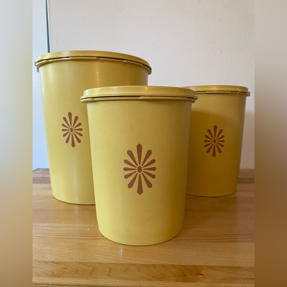 Vintage Tupperware Harvest Gold Nesting Canister Set of 3